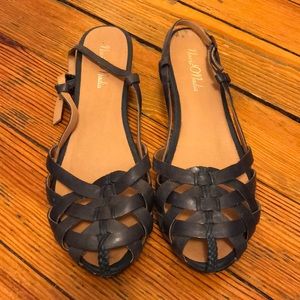 Navy leather sandals